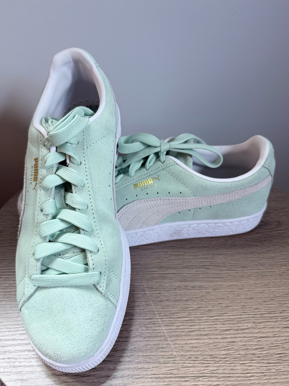 Puma Suede Classic Sneakers in Mint Green and White